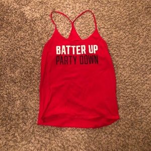 PINK Victoria's Secret Red "Batter Up Party Down" Tank Top
